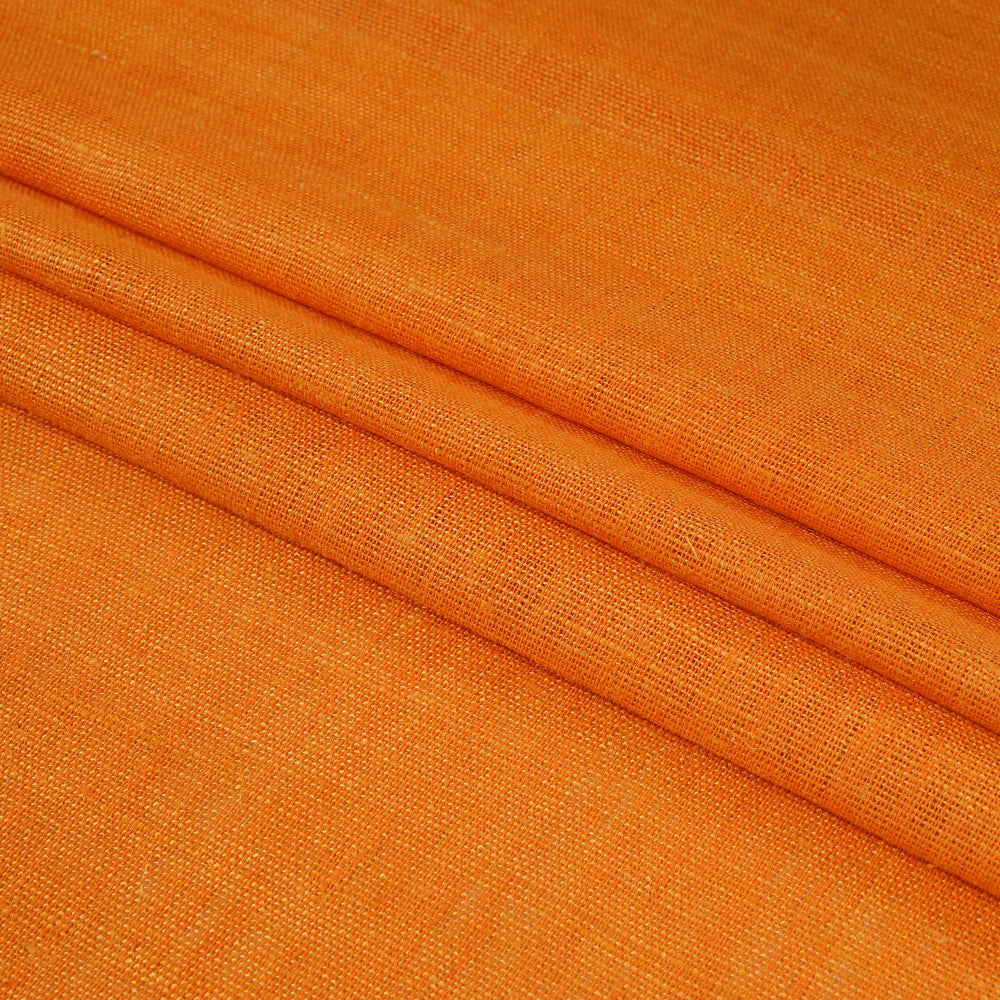 (Pre Cut 2.50 Mtr Piece) Orange Color Natural Matka Silk Fabric