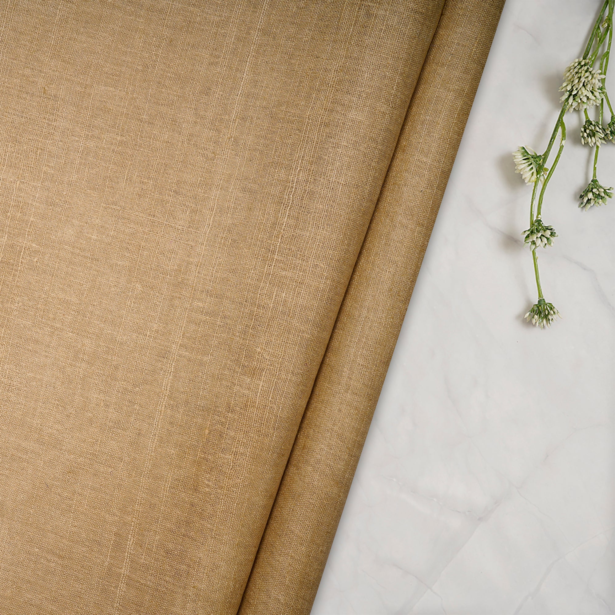 (Pre-Cut 1.50 Mtr) Tan Color Matka Silk Fabric