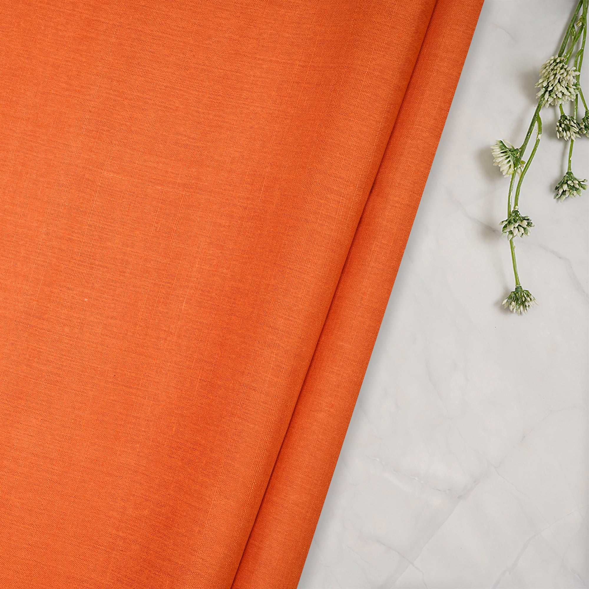 (Pre-Cut 2.90 Mtr) Orange Color Matka Silk Fabric