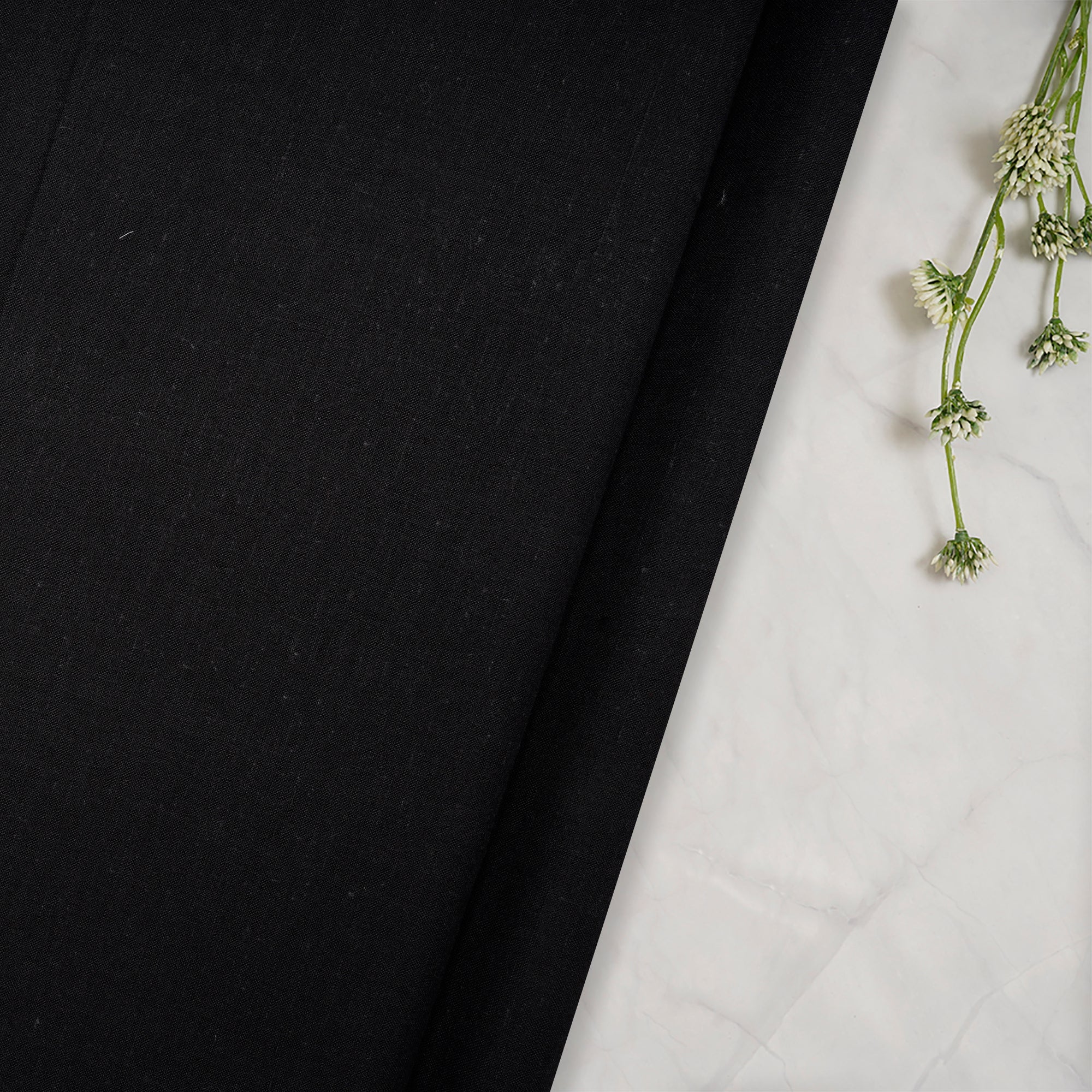 (Pre Cut 0.85 Mtr Piece) Black Color Cotton Muslin Fabric