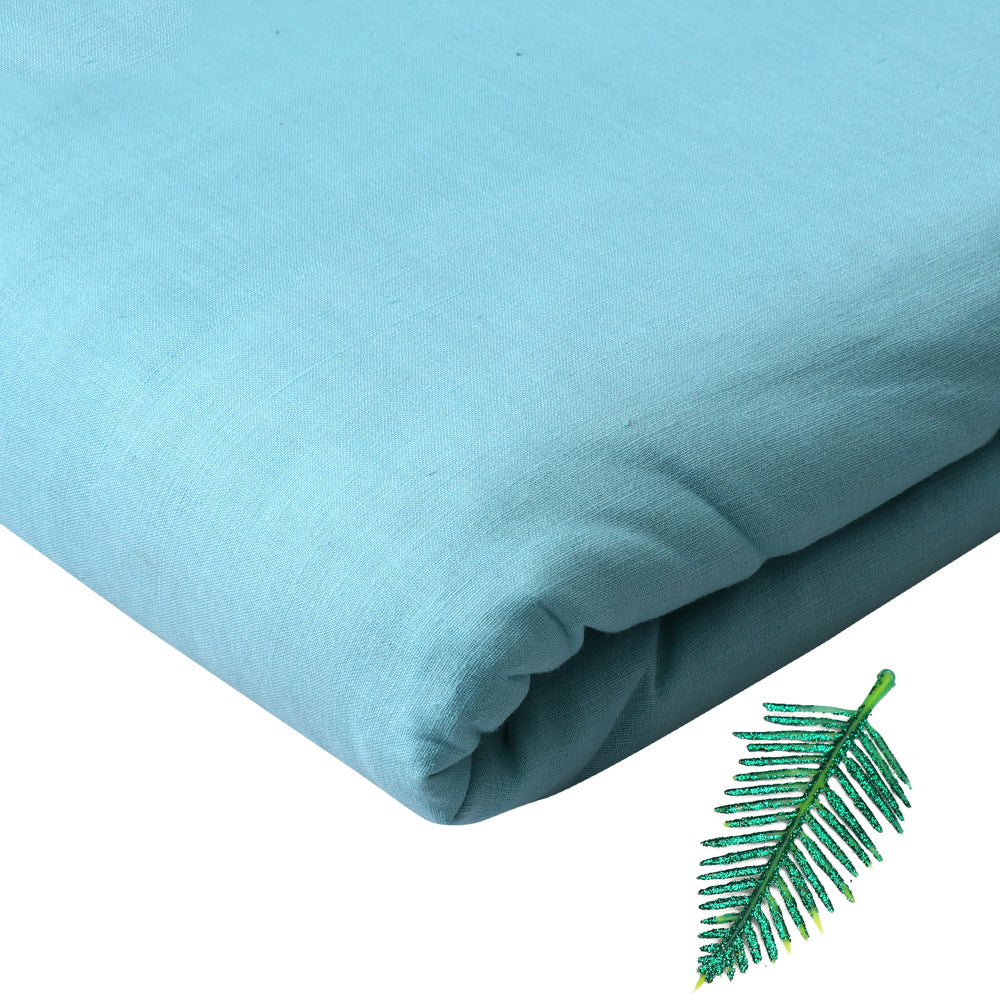 (Pre-Cut 1 Mtr ) Sea Green Color Muslin Cotton Fabric