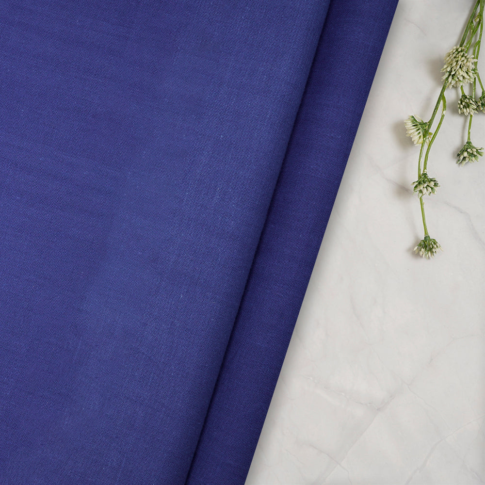(Pre-Cut 1.20 Mtr) Blue Color Muslin Cotton Fabric