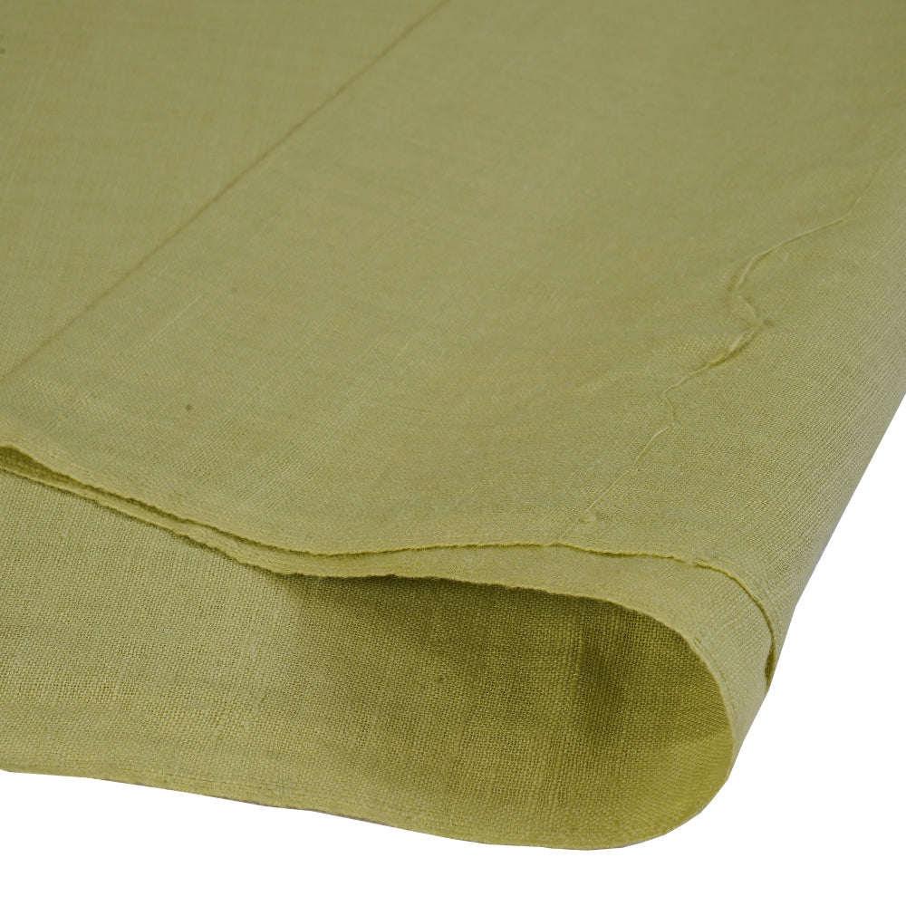 (Pre Cut 1.20 Mtr Piece) Light Green Color Handwoven Handspun Cotton Muslin Fabric