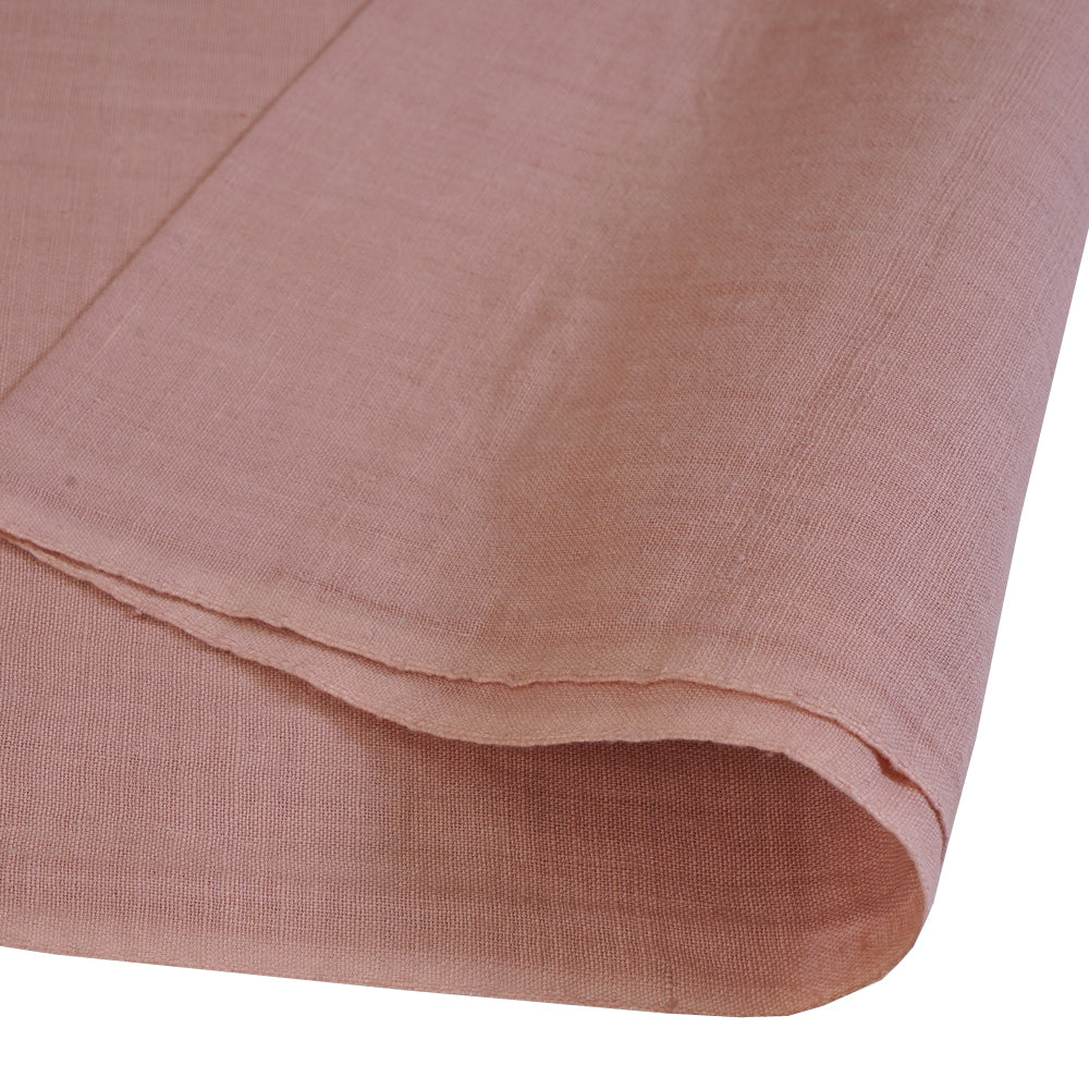 (Pre Cut 1.30 Mtr Piece) Peach Puff Color Handwoven Handspun Cotton Muslin Fabric