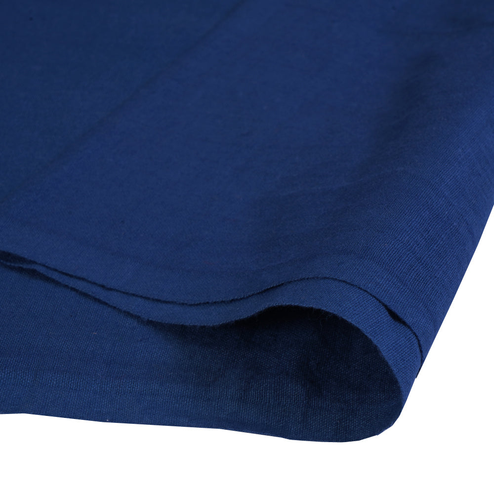 (Pre Cut 1.45 Mtr Piece) Blue Color Handwoven Handspun Cotton Muslin Fabric
