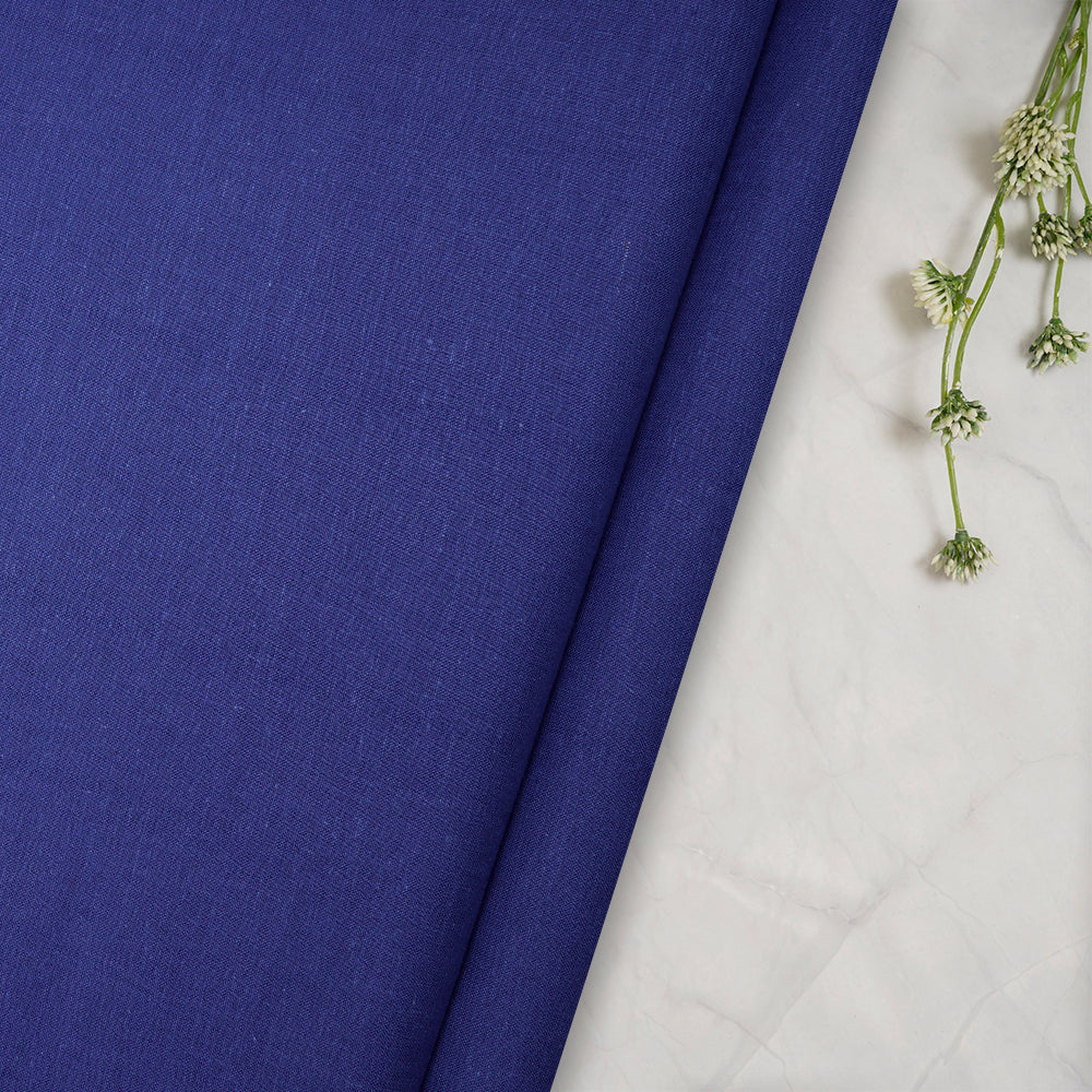 (Pre-Cut 2.00 Mtr) Blue Color Muslin Cotton Fabric