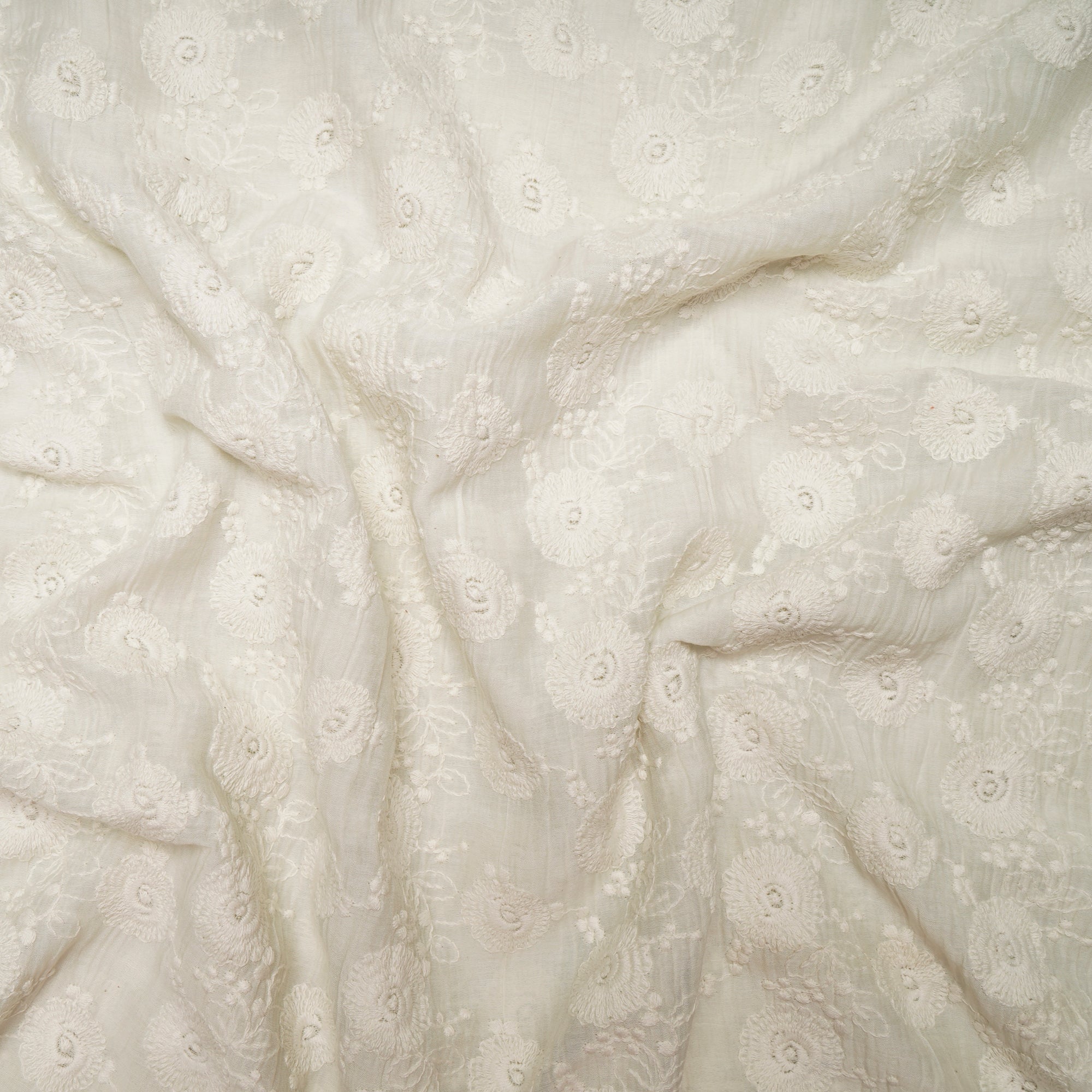 (Pre-Cut 2.50 Mtr )White Woven Handspun Cotton Fabric