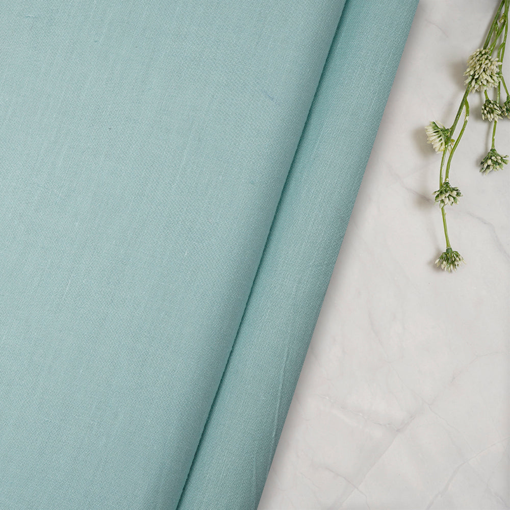 (Pre-Cut 3.35 Mtr) Mint Color Muslin Cotton Fabric
