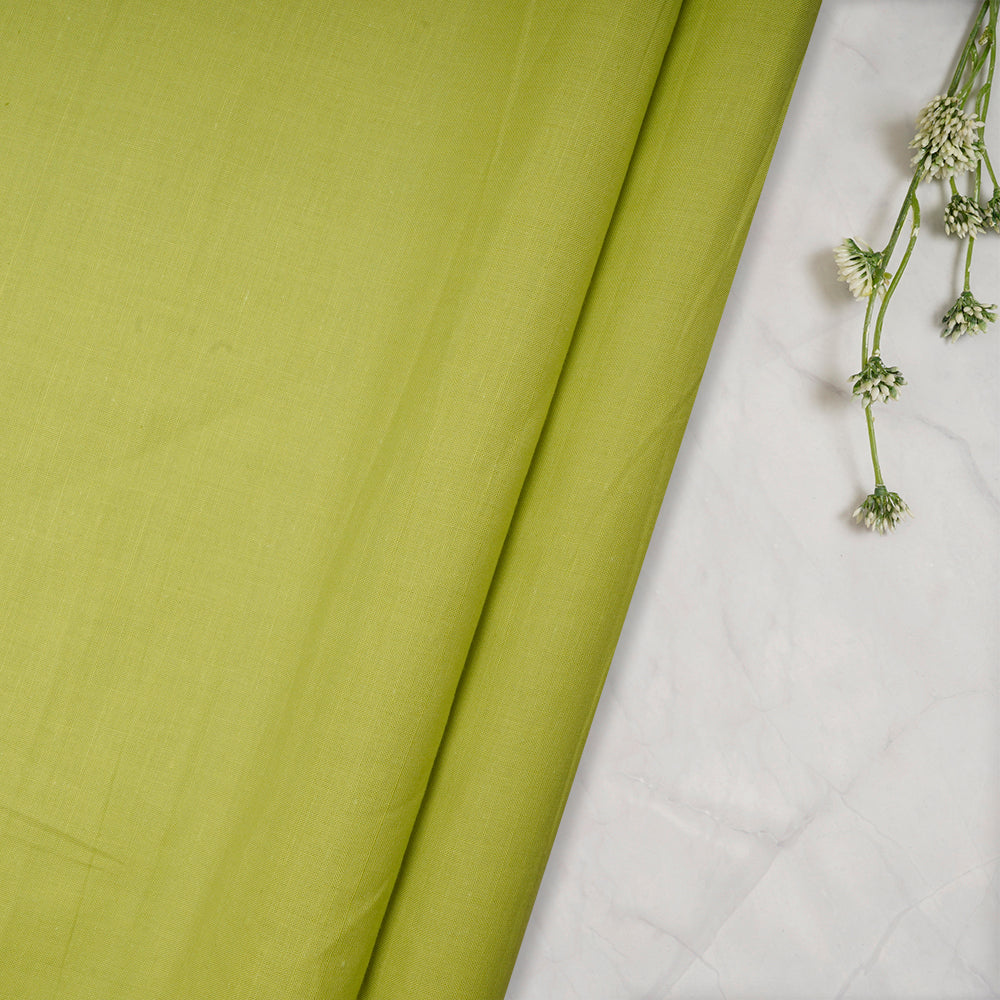(Pre-Cut 3.45 Mtr) Parrot Green Color Muslin Cotton Fabric