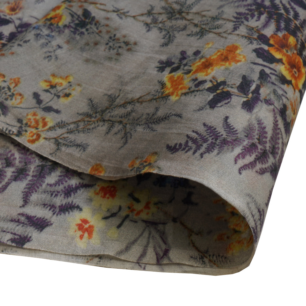 (Pre Cut 2 Mtr Piece) Multi Color Printed Tussar Chanderi Fabric