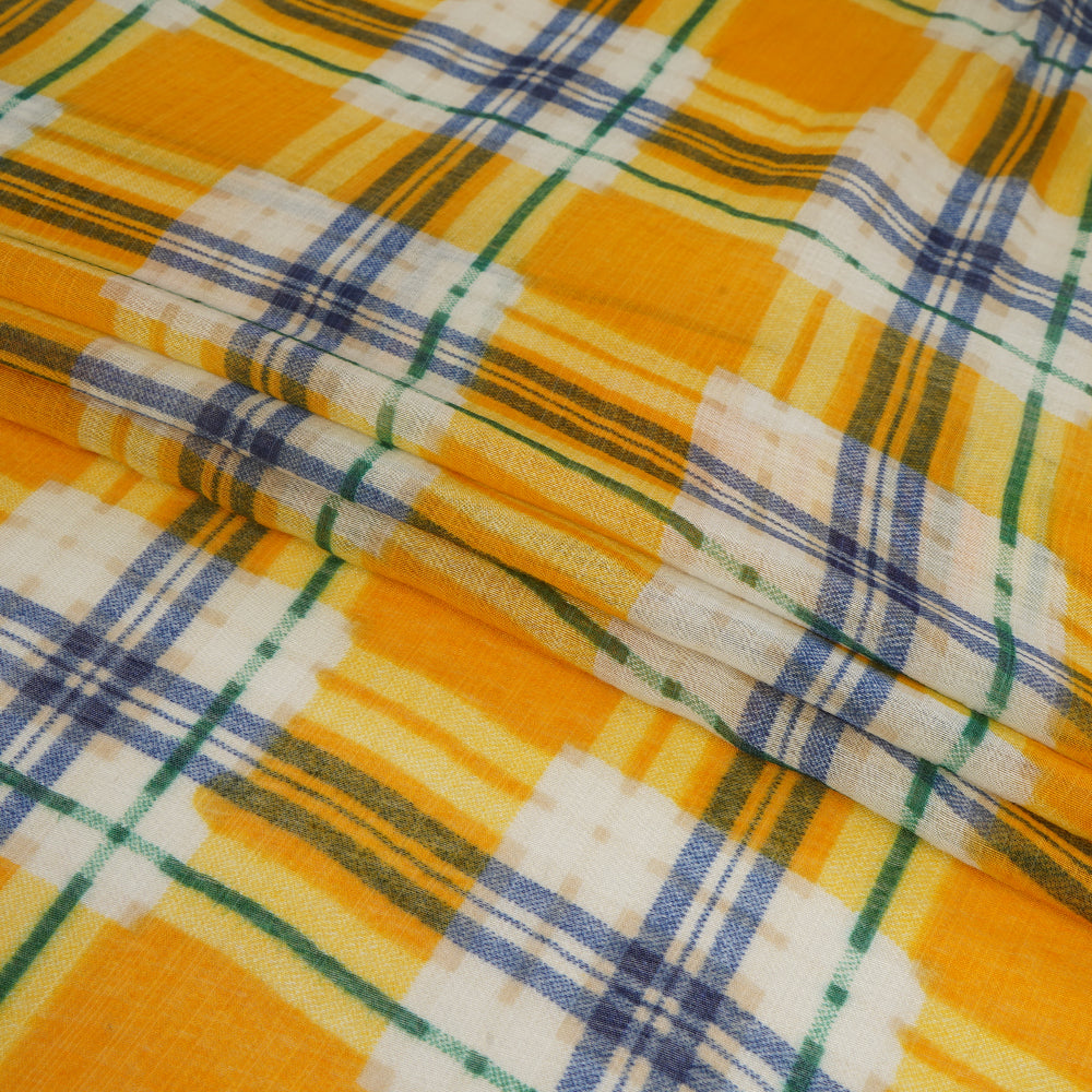 (Pre Cut 2.35 Mtr Piece) Yellow Color Printed Pure Muslin Fabric
