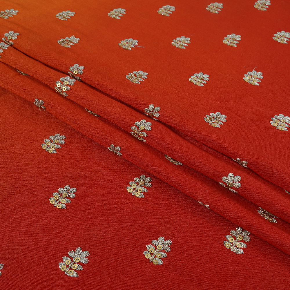 (Pre Cut 2 Mtr Piece) Multi Color Embroidered Pure Chanderi Fabric