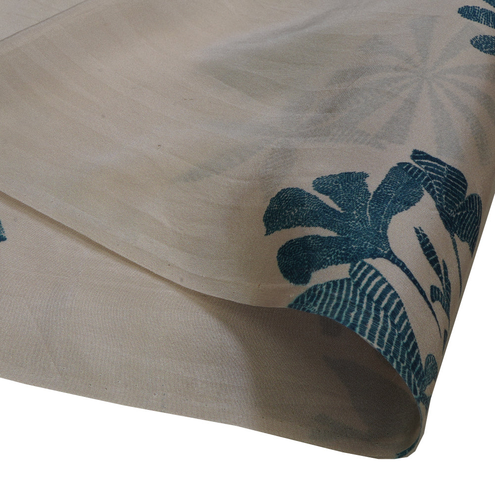 (Pre Cut 1.80 Mtr Piece) Cream Color Digital Printed Dupion Silk Fabric
