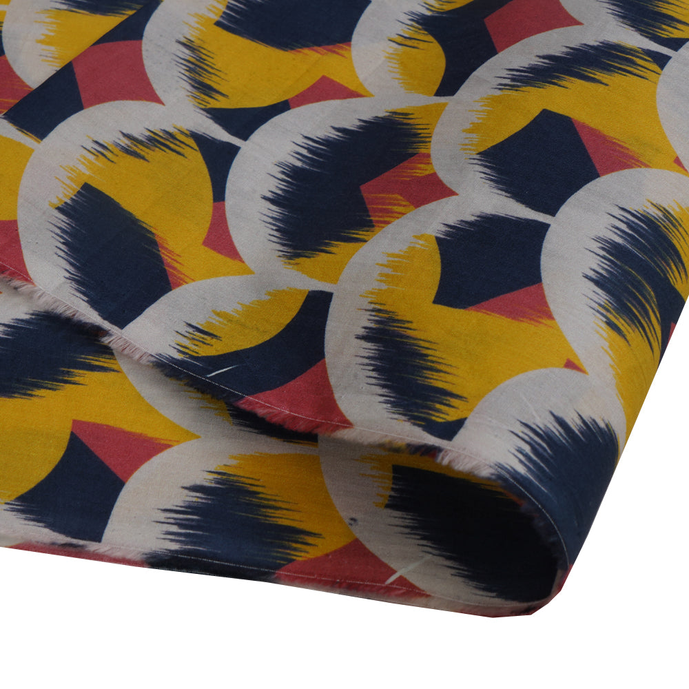 (Pre Cut 2 Mtr Piece) Multi color Digital Printed Cotton Lawn Fabric