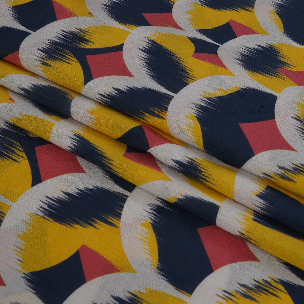 (Pre Cut 2 Mtr Piece) Multi color Digital Printed Cotton Lawn Fabric