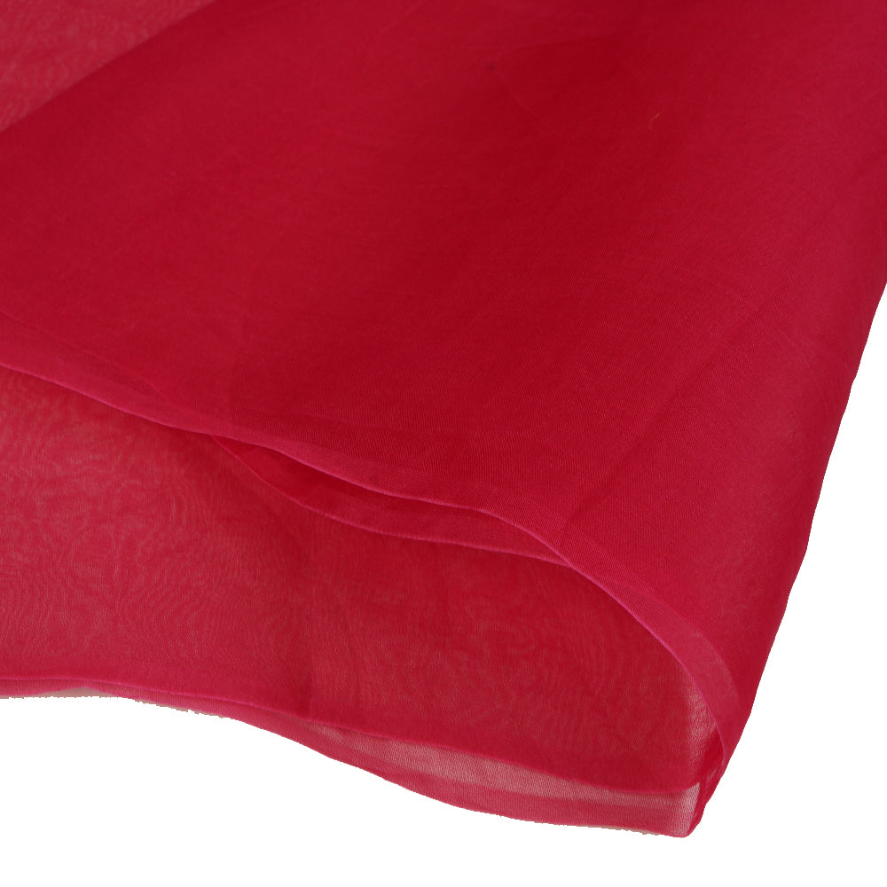 (Pre Cut 1 Mtr Piece) Carmine Color Piece Dyed Organza Silk Fabric