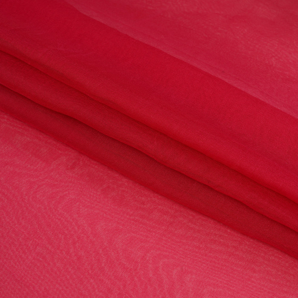 (Pre Cut 1 Mtr Piece) Carmine Color Piece Dyed Organza Silk Fabric