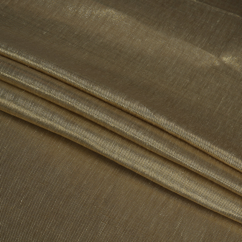 (Pre Cut 2 Mtr Piece) Golden Color Metallic Linen Fabric