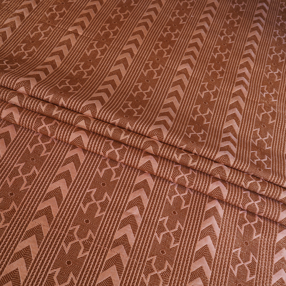 (Pre Cut 2.20 Mtr Piece) Peach-Golden Color Handwoven Brocade Fabric