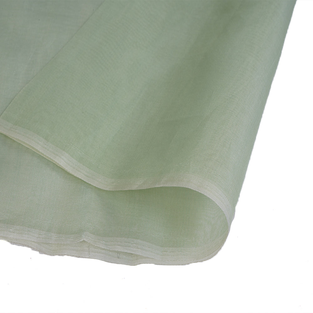 (Pre Cut 1.45 Mtr Piece) Mint Color Banarasi 2/3 Organza Silk Fabric