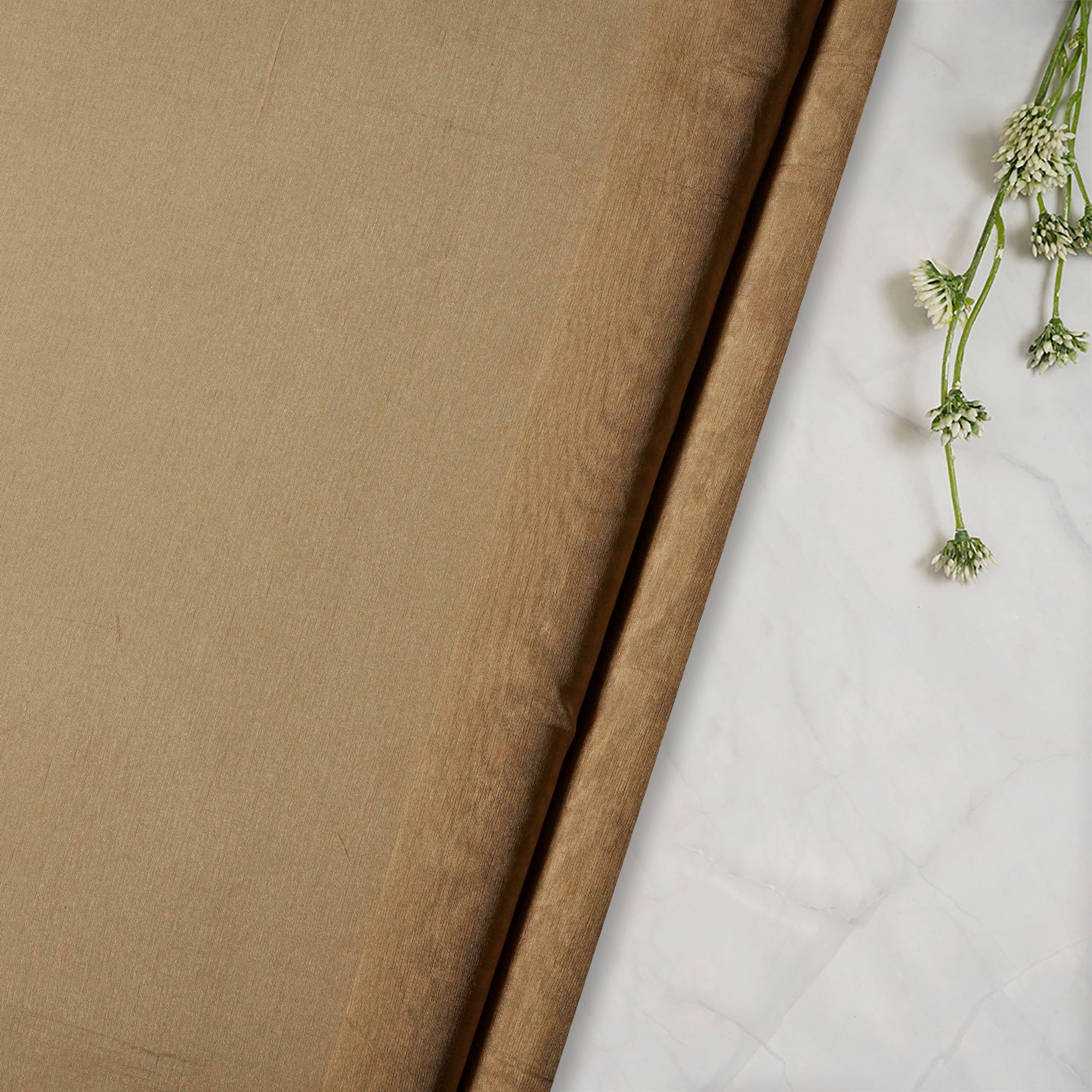 (Pre-Cut 2.00 Mtr) Golden Color Blended Tissue Silk Fabric