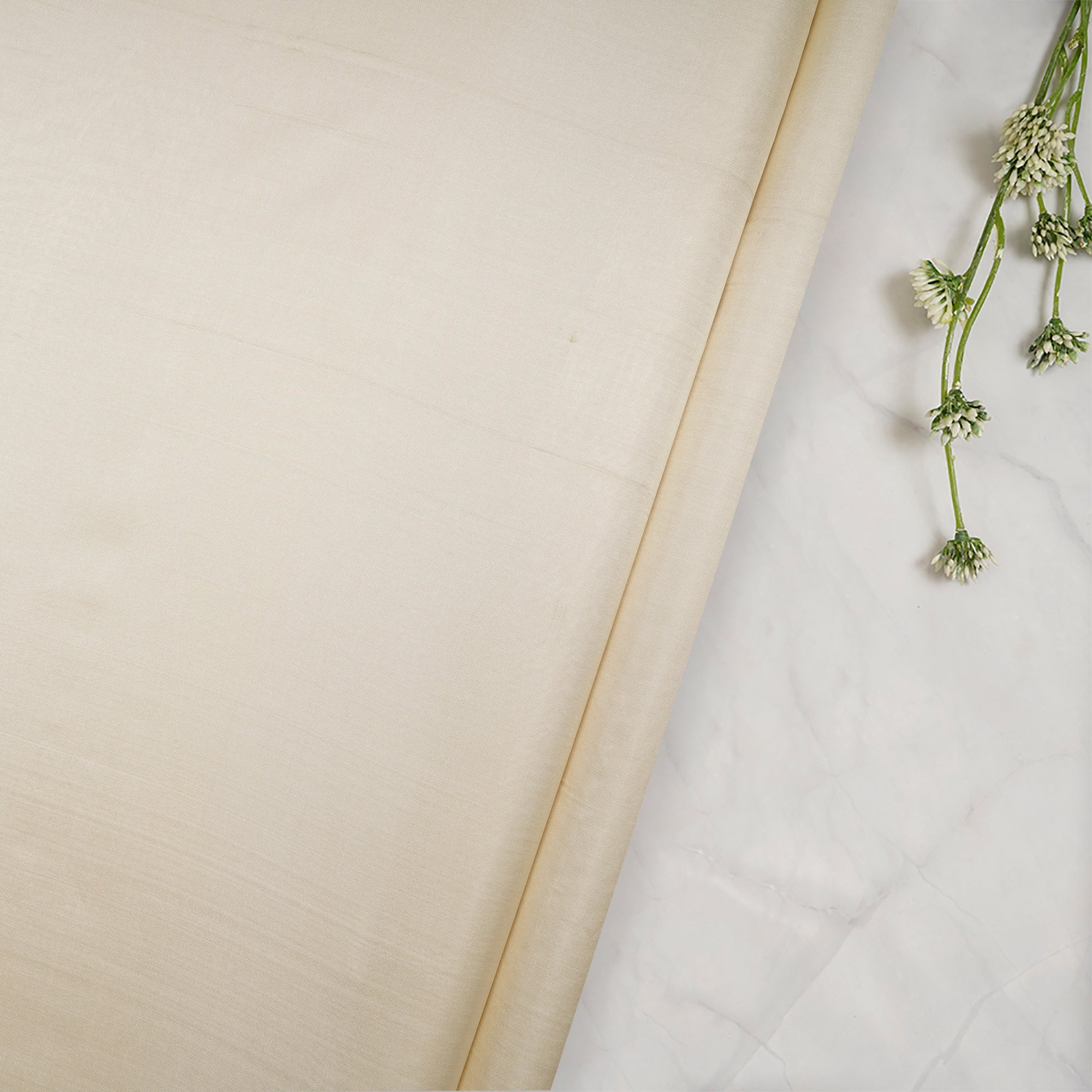 (Pre Cut 1.50 Mtr Piece) Cream Color Bangalore Silk Fabric