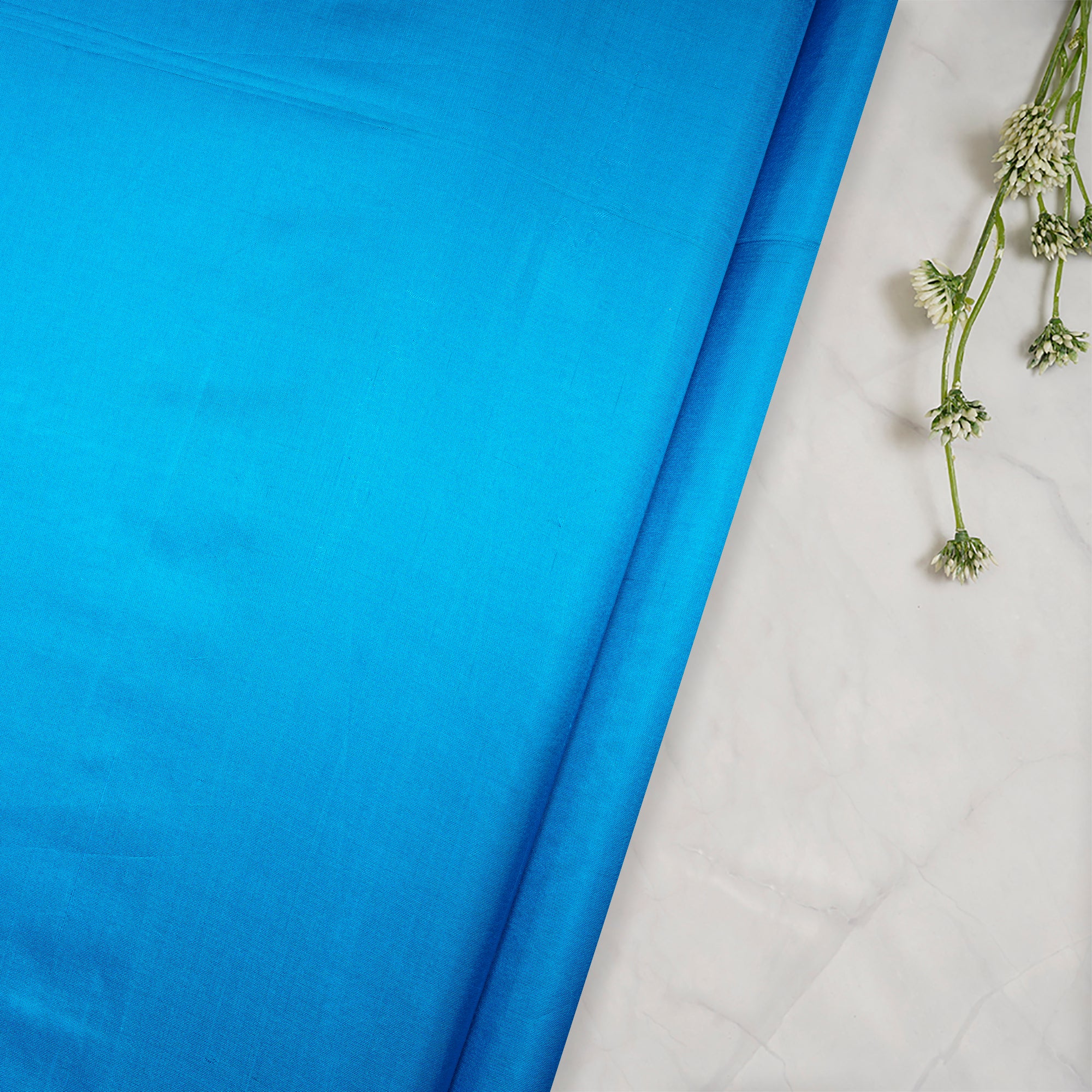 (Pre Cut 3.65 Mtr Piece) Blue Color Bangalore Silk Fabric