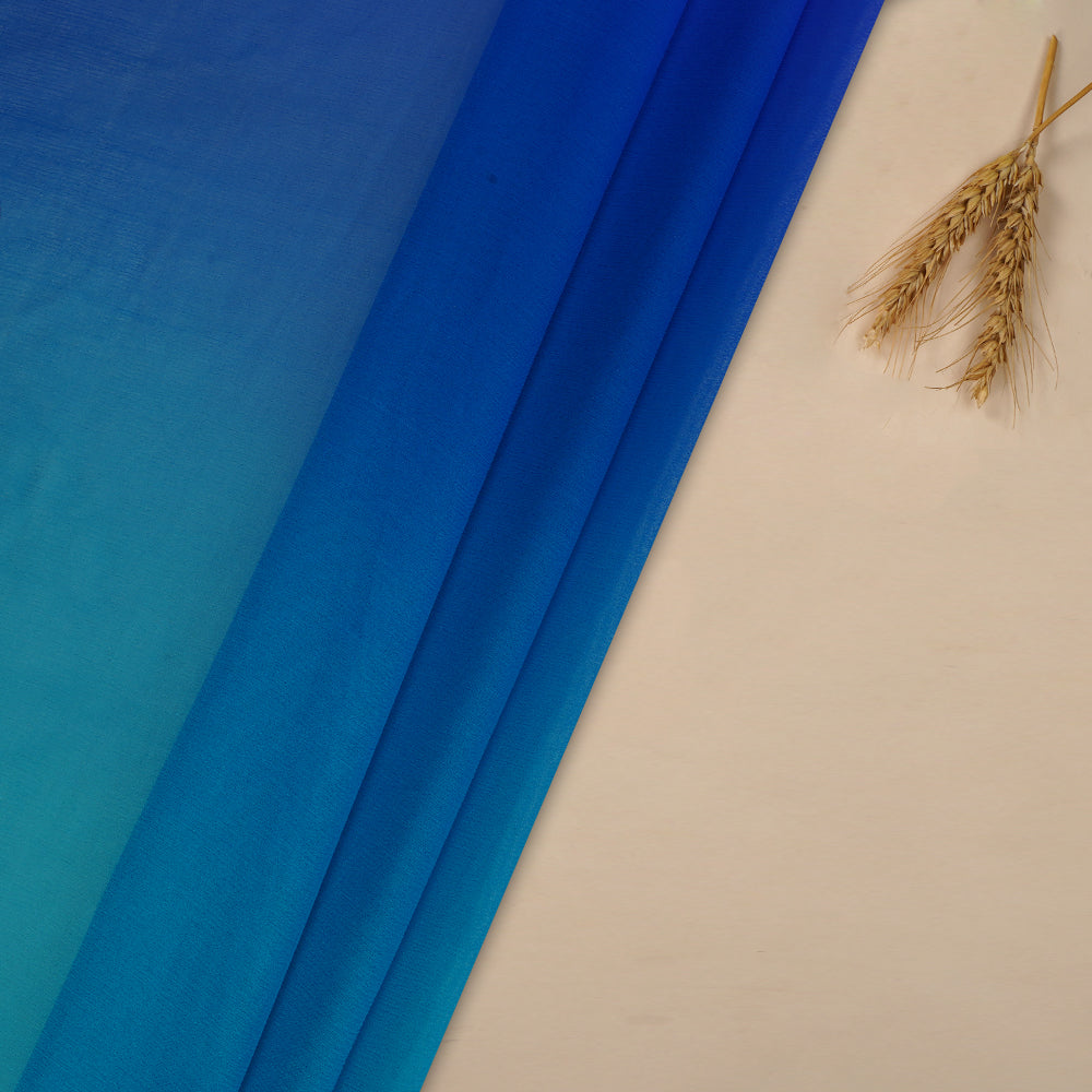 (Pre Cut 2.85 Mtr Piece) Multi Color Ombre Dyed Chiffon Silk Fabric