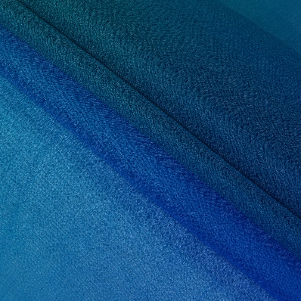 (Pre Cut 2.85 Mtr Piece) Multi Color Ombre Dyed Chiffon Silk Fabric