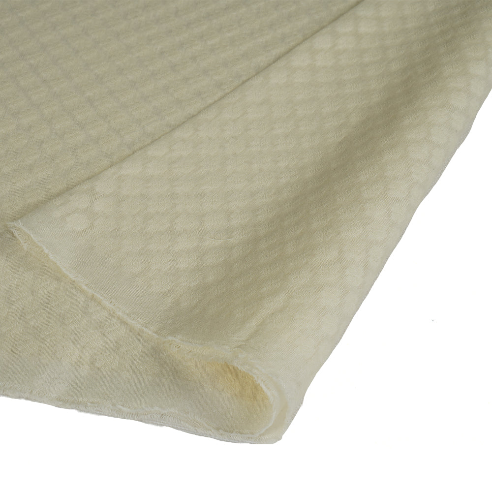 (Pre Cut 1.10 Mtr Piece) Cream Color Chanderi Jacquard Fabric