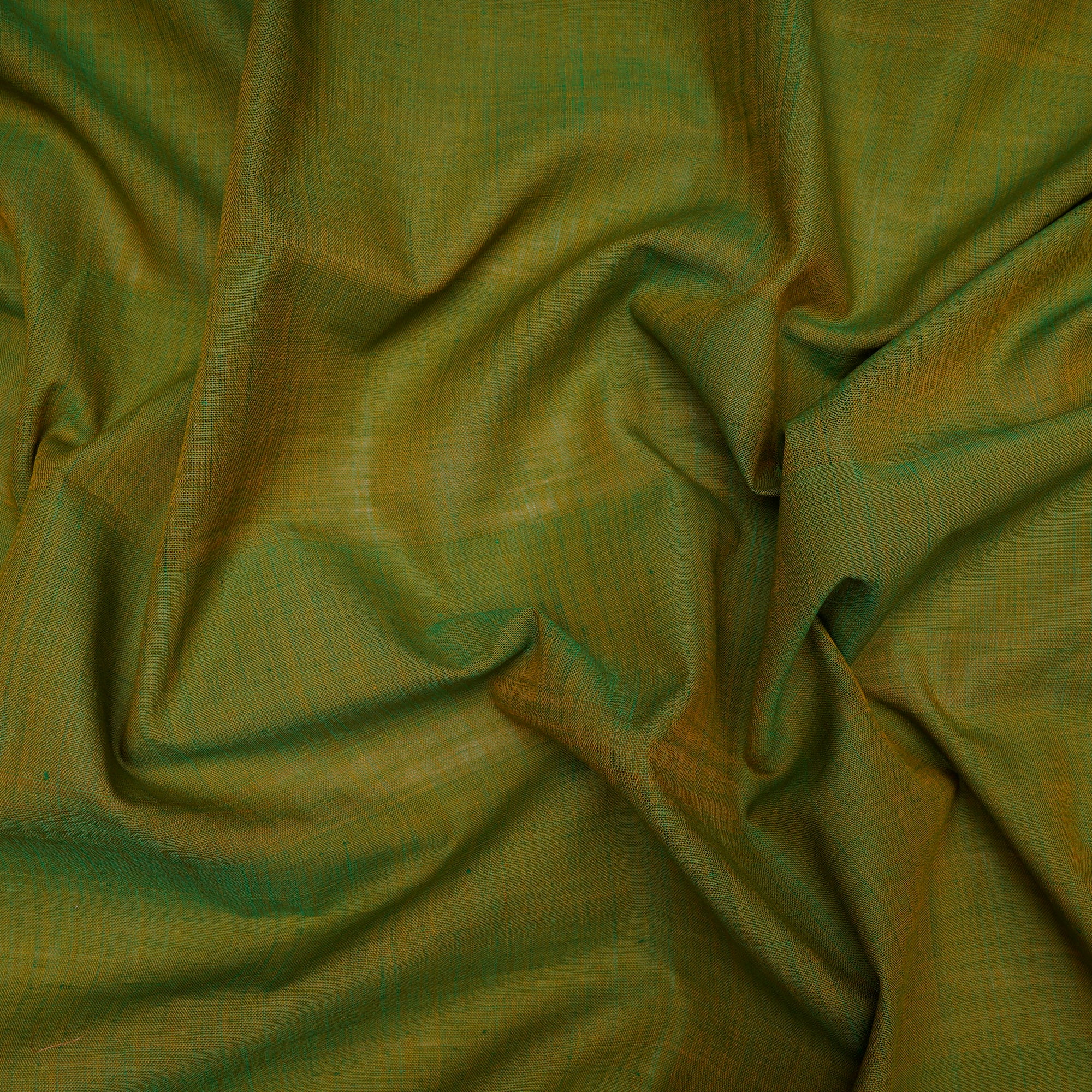 (Pre-Cut 0.50 Mtr ) Green Color Mangalgiri Cotton Fabric