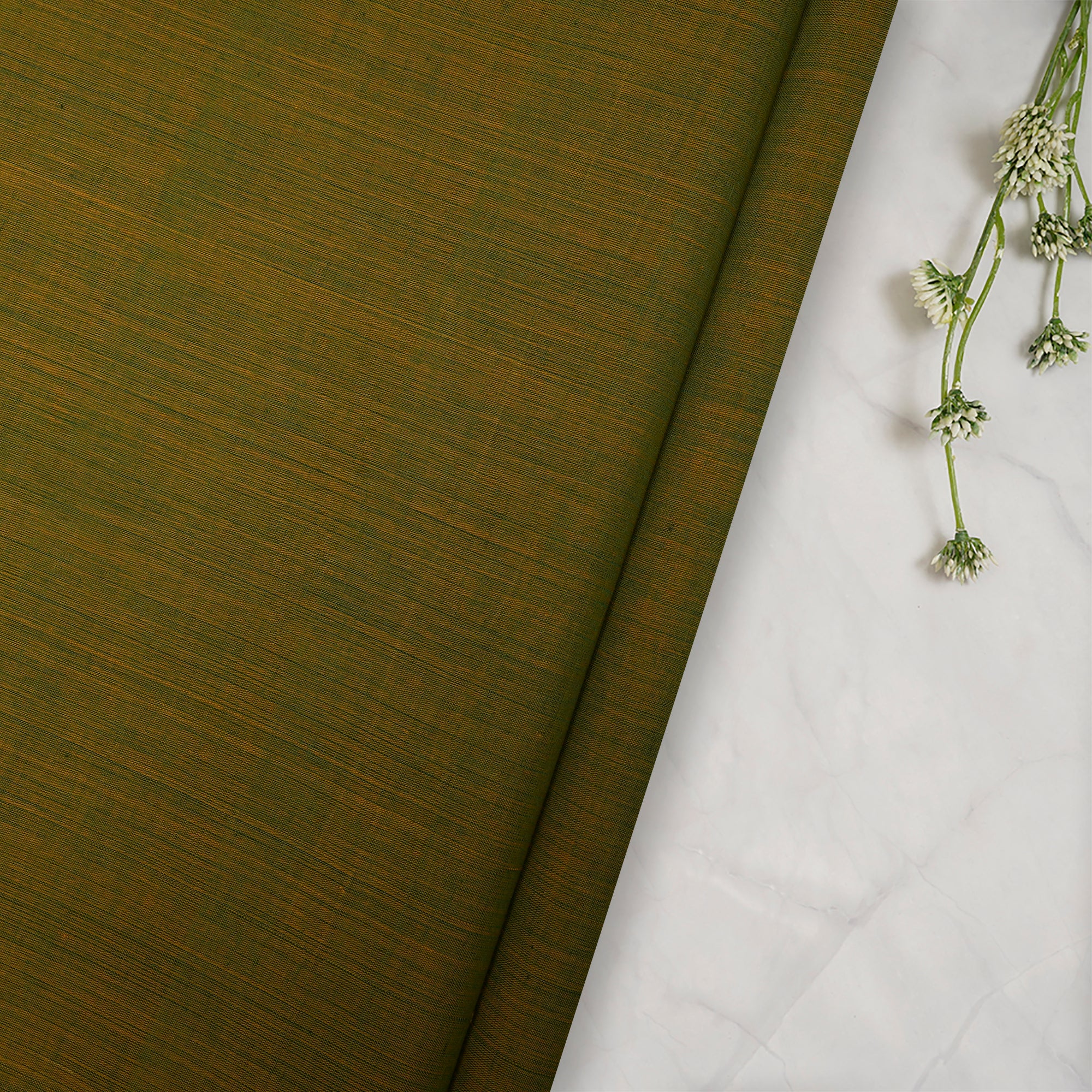 (Pre-Cut 1.50 Mtr) Green Mangalgiri Cotton Fabric