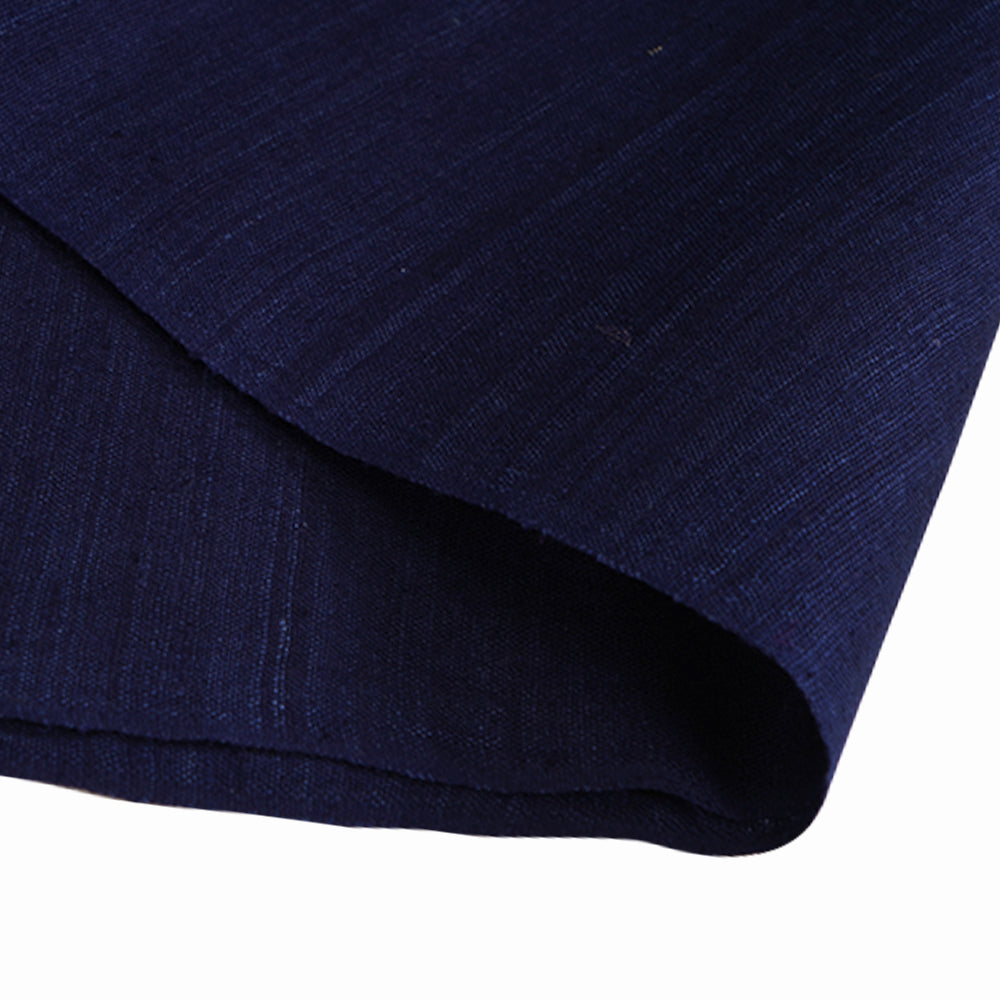 (Pre Cut 1.20 Mtr Piece) Navy Color Natural Matka Silk Fabric