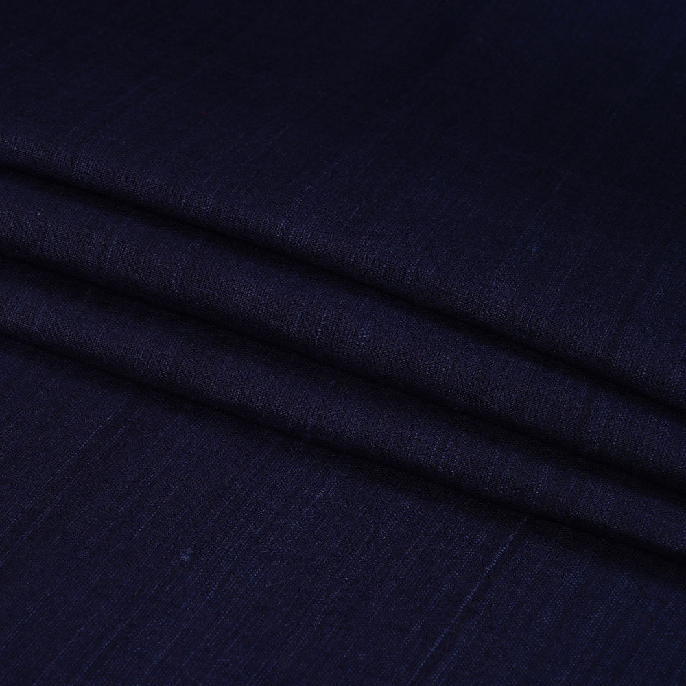 (Pre Cut 1.20 Mtr Piece) Navy Color Natural Matka Silk Fabric