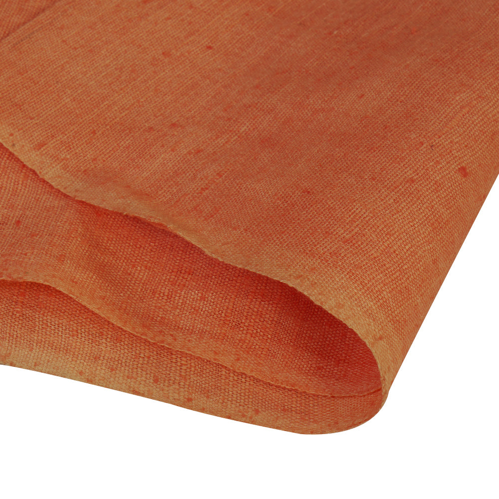 (Pre Cut 1.50 Mtr Piece) Peach Color Natural Matka Silk Fabric