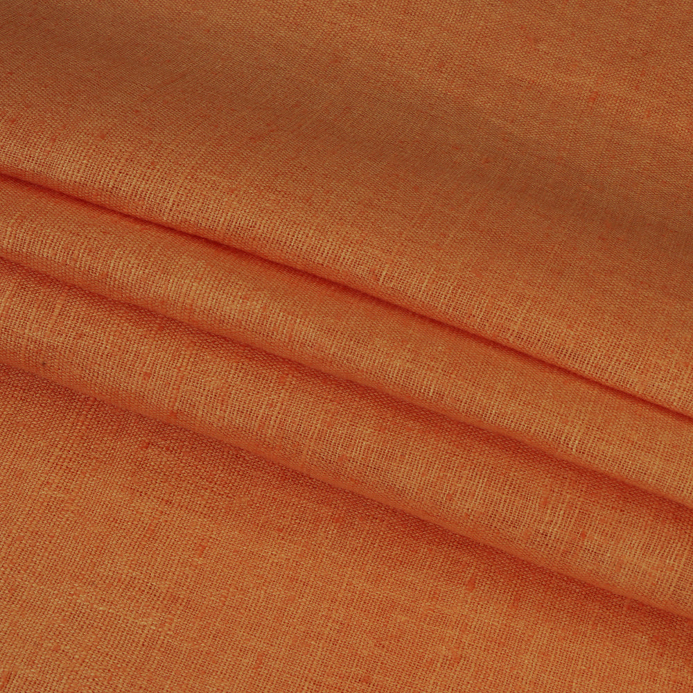 (Pre Cut 1.50 Mtr Piece) Peach Color Natural Matka Silk Fabric