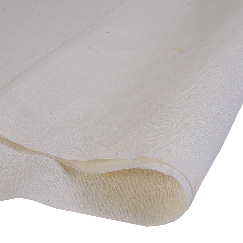 (Pre Cut 1.70 Mtr Piece) Off-White Color Natural Matka Silk Fabric
