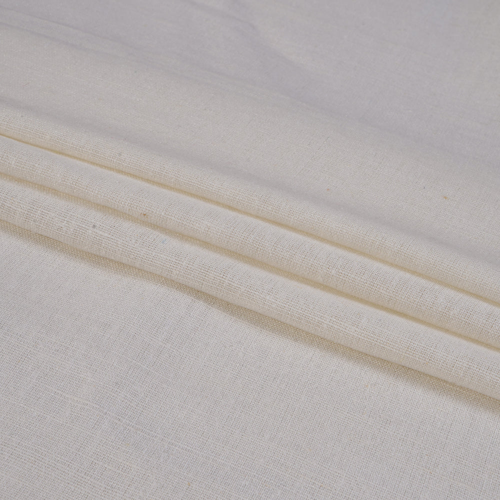 (Pre Cut 1.70 Mtr Piece) Off-White Color Natural Matka Silk Fabric