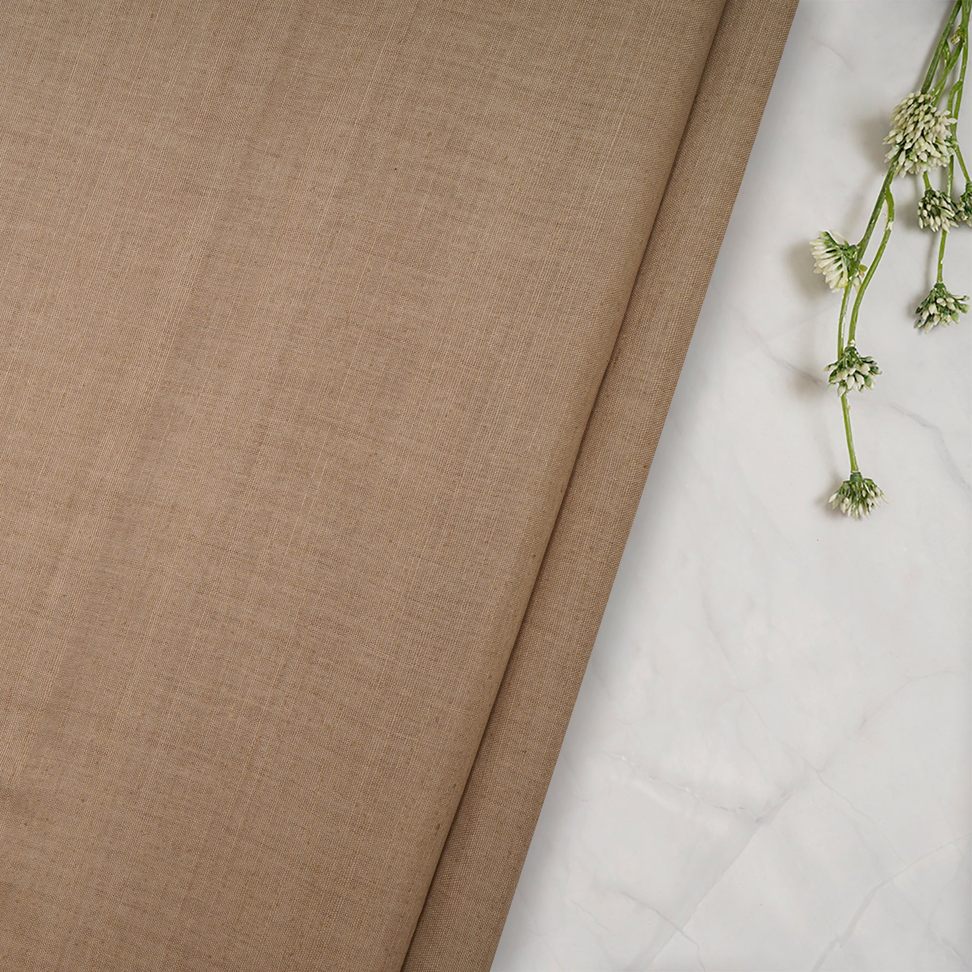 (Pre Cut 2.65 Mtr) Beige Natural Matka Silk Fabric
