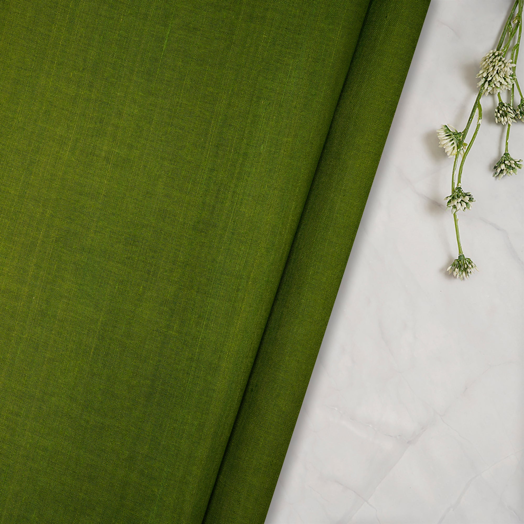 (Pre-Cut 3.10 Mtr) Green Color Matka Silk Fabric