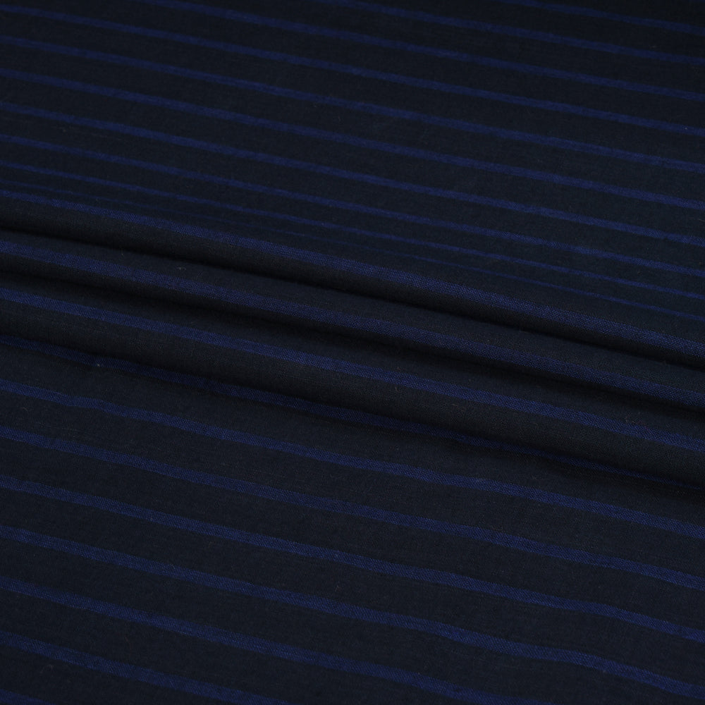 (Pre Cut 2 Mtr Piece) Black-Navy Color Yarn Dyed Cotton Muslin Fabric