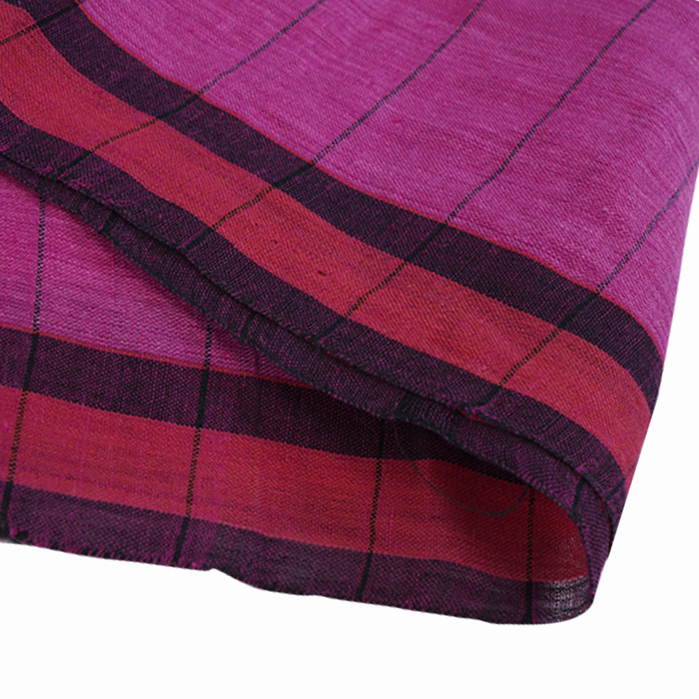 (Pre Cut 1 Mtr Piece) Pink Color Handloom Cotton Fabric