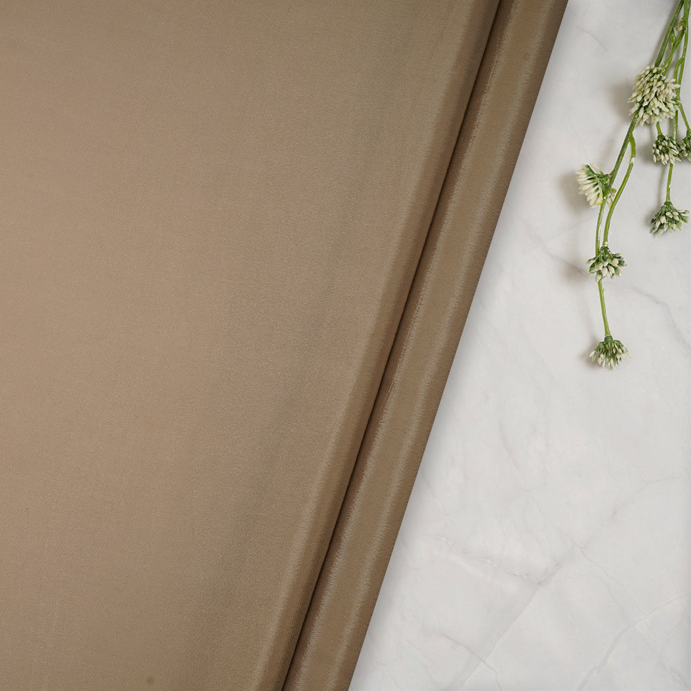 (Pre-Cut 1.25 Mtr) Khaki Color Piece Dyed Bemberg Crepe Fabric