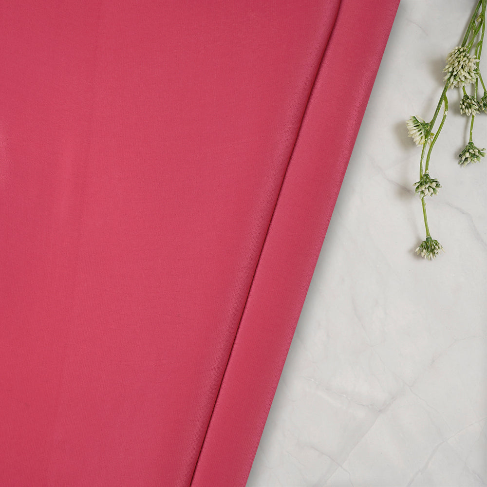 (Pre-Cut 2.00 Mtr) Pink Color Piece Dyed Bemberg Crepe Fabric