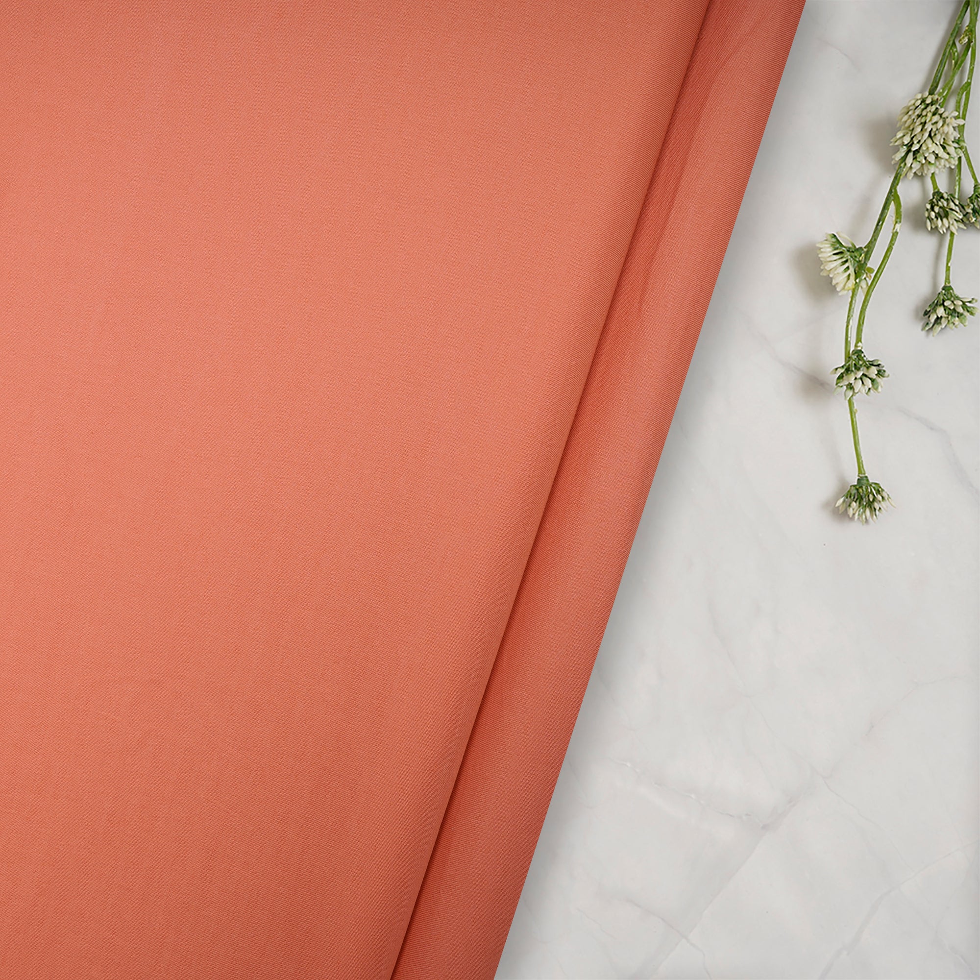 (Pre Cut 2.90 Mtr) Peach Mill Dyed Cotton Satin Fabric
