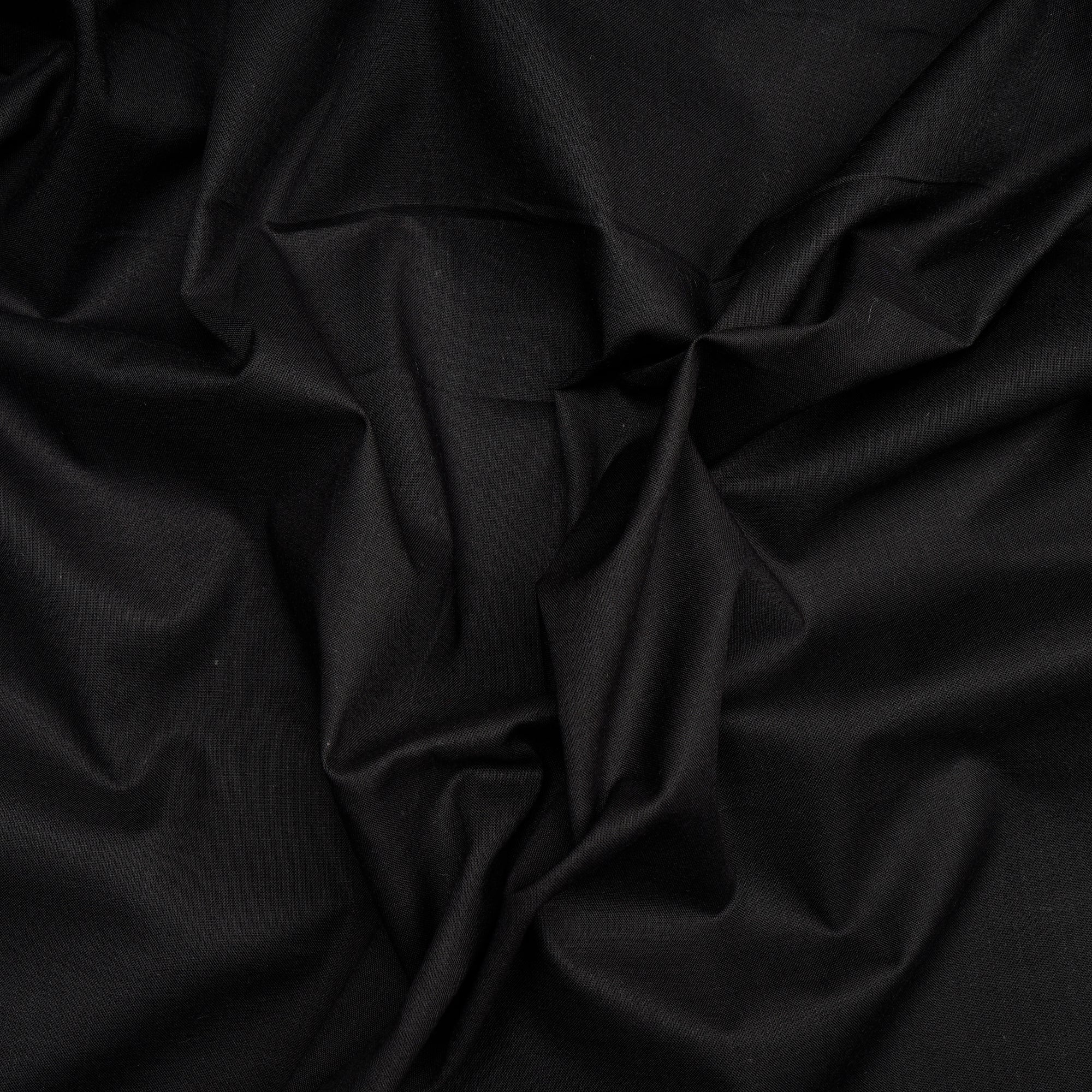 (Pre Cut 1.50 Mtr ) Black Plain Fine Linen Fabric