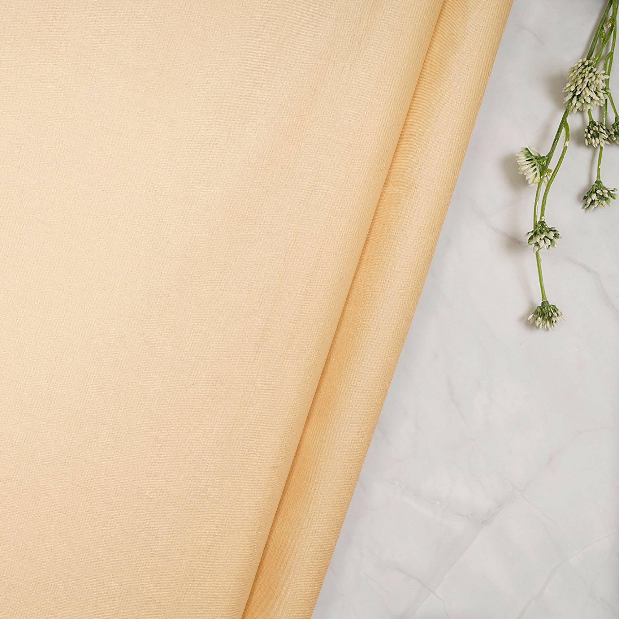 (Pre Cut 1.75 Mtr )Cream Mill Dyed Cotton Cambric Fabric