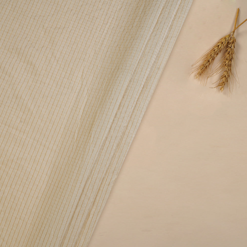 (Pre Cut 2 Mtr Piece) Off-White Color Fancy Chanderi Fabric