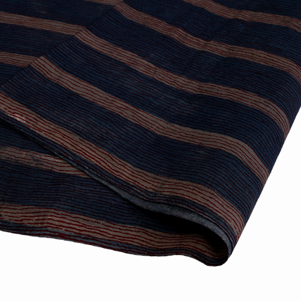 (Pre Cut 2 Mtr Piece) Navy Color Handcrafted Block Printed Cotton Fabric