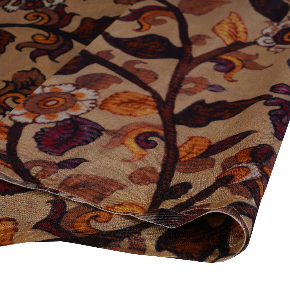 (Pre Cut 2.75 Mtr Piece) Multi Color Printed Pure Chanderi Fabric